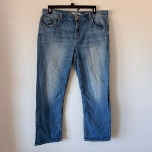 BKE Tyler Men's Straight Leg Stretch Jeans Medium Wash 40R Rugged Flawed